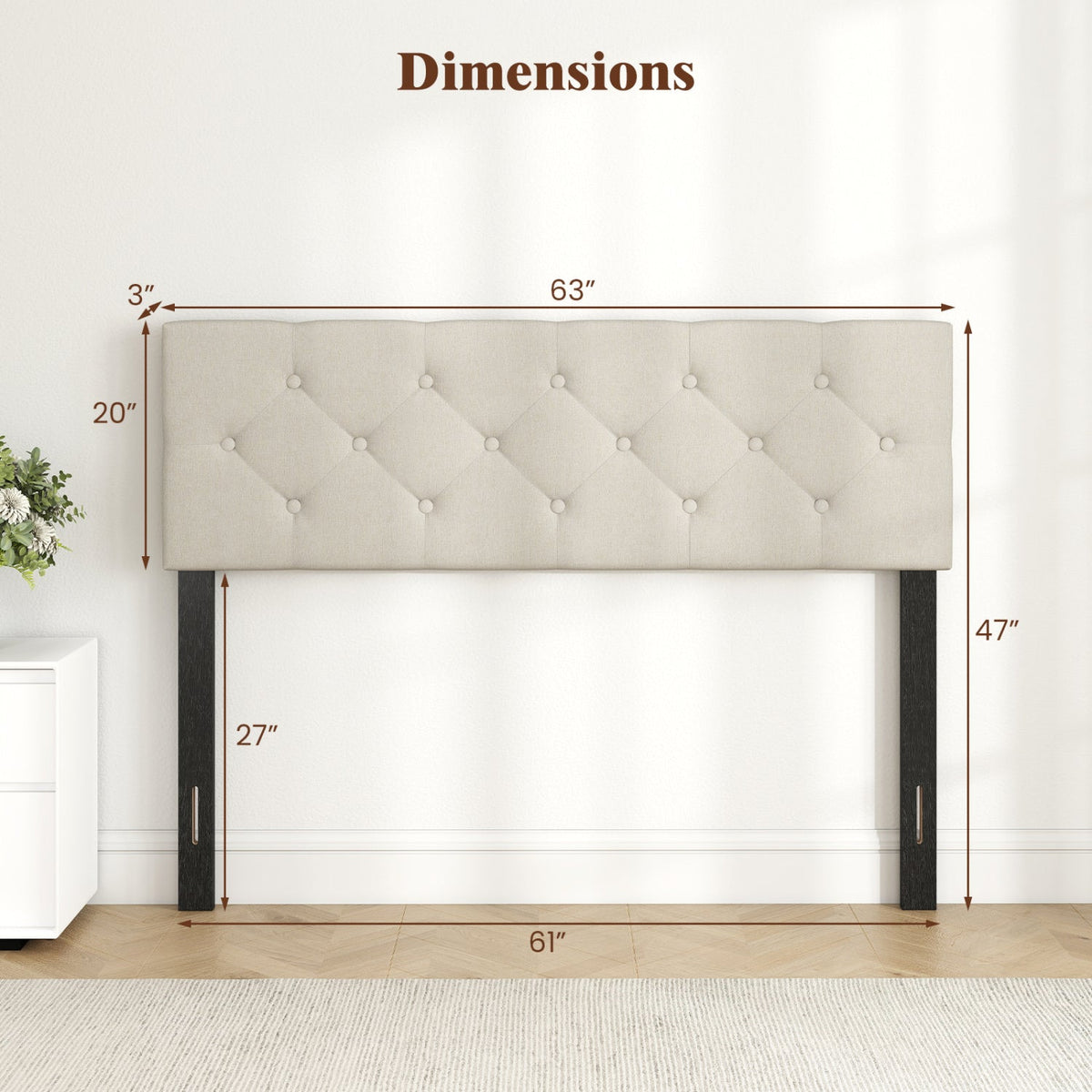 Tufted Linen Upholstered Headboard - Full/Queen Adjustable Panel-Headboards-DECOROLALA