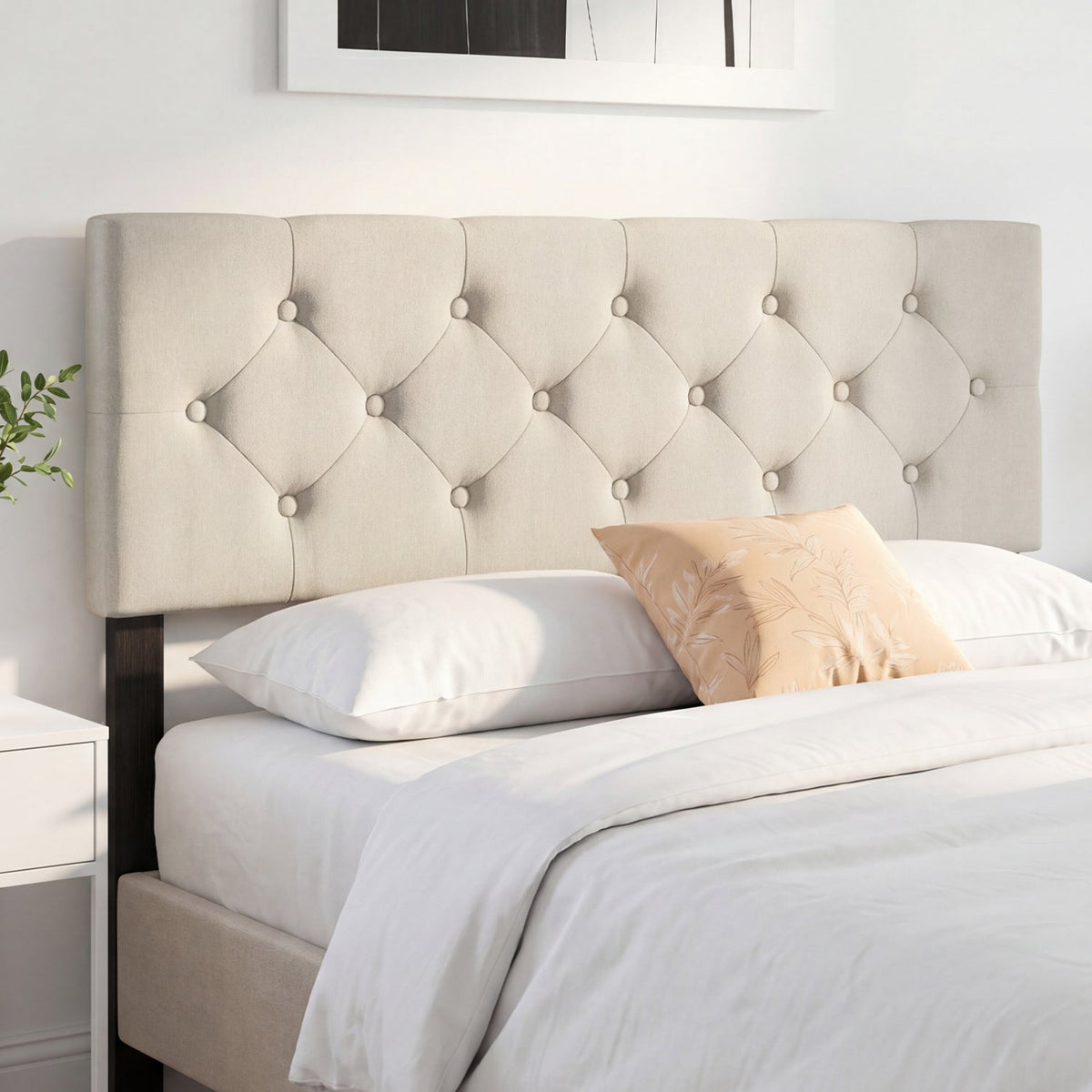 Tufted Linen Upholstered Headboard - Full/Queen Adjustable Panel-Headboards-DECOROLALA