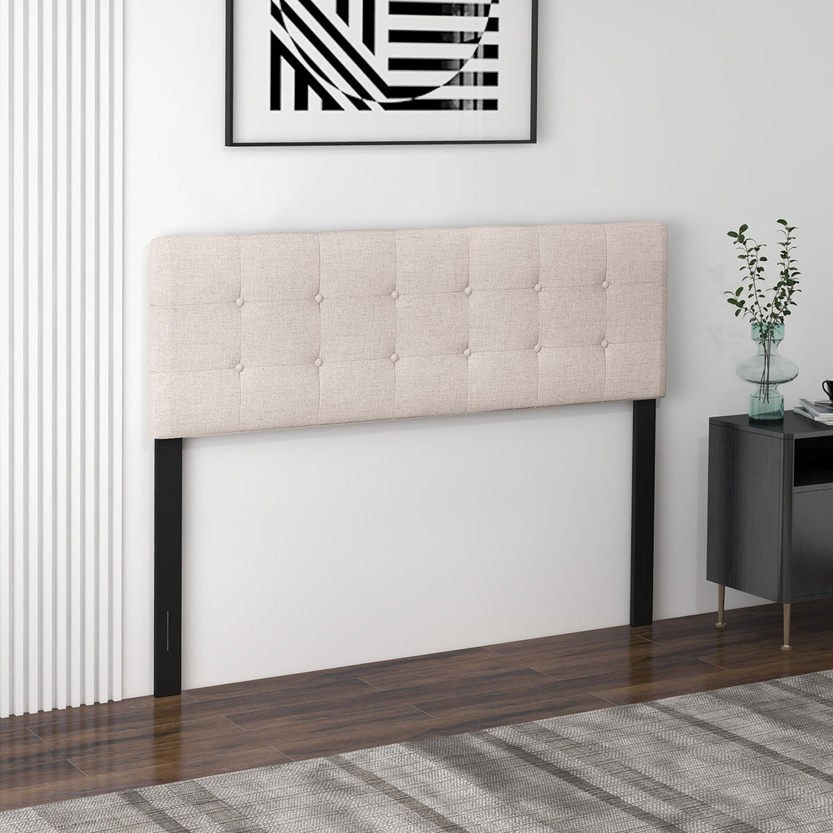 Tufted Linen Upholstered Headboard - Gray Full/Queen Size-Headboards-DECOROLALA