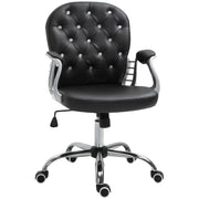 Tufted PU Leather Office Chair - Black Crystal Backrest-Office Products > Office Furniture > Office Chairs > Task Chairs-DECOROLALA