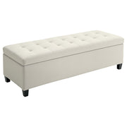 Tufted Storage Ottoman Bench - Beige Upholstered Linen-DECOROLALA