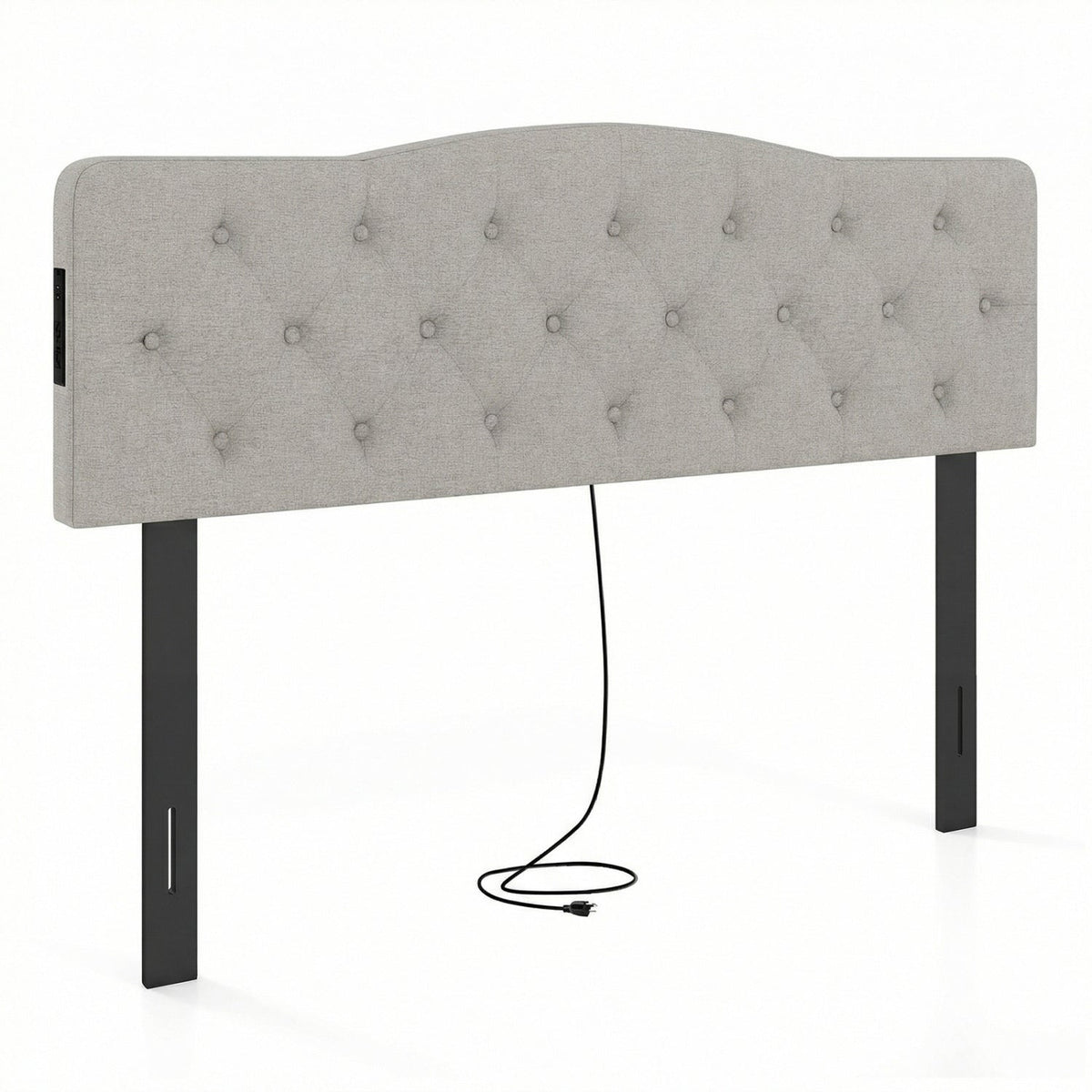 Tufted Upholstered Headboard with Charging Station - Queen/Full Size-Headboards-DECOROLALA