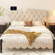 Tufted Upholstered Headboard with Charging Station - Queen/Full Size-Headboards-DECOROLALA