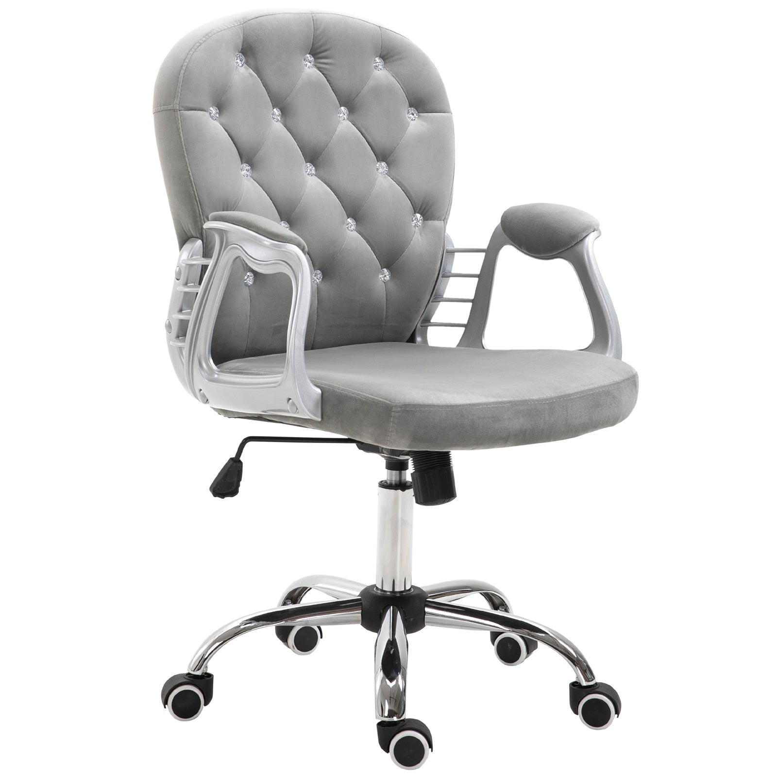 Tufted Velvet Office Chair - Grey Adjustable Computer Desk Chair-Office Products > Office Furniture > Office Chairs > Task Chairs-DECOROLALA