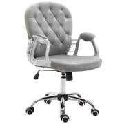 Tufted Velvet Office Chair - Grey Adjustable Computer Desk Chair-Office Products > Office Furniture > Office Chairs > Task Chairs-DECOROLALA
