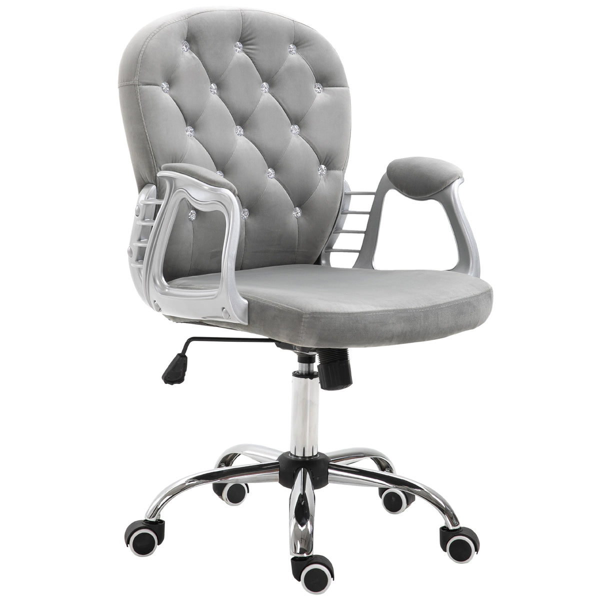 Tufted Velvet Office Chair - Grey Adjustable Computer Desk Chair-Office Products > Office Furniture > Office Chairs > Task Chairs-DECOROLALA