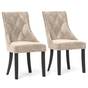 Tufted Wingback Upholstered Dining Chairs Set of 2-Light Brown-Dining Chairs-DECOROLALA