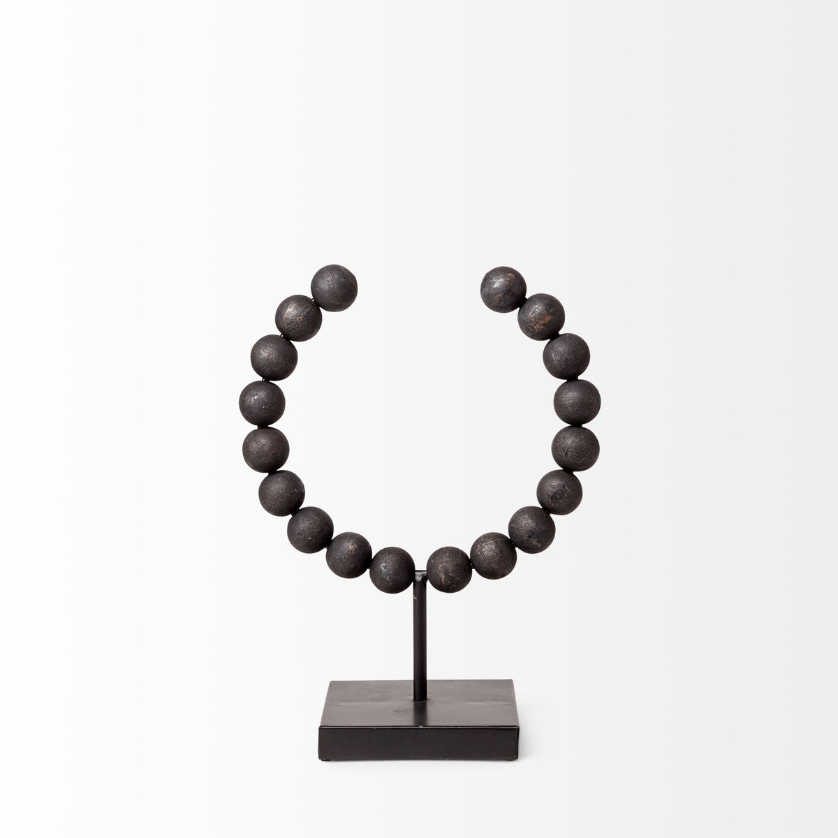 Tulane I Small Black Beaded Broken Sphere Decorative Object-Objects-DECOROLALA
