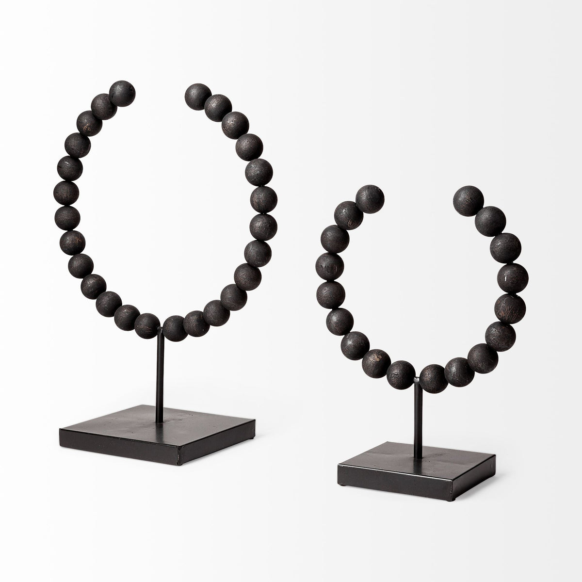 Tulane I Small Black Beaded Broken Sphere Decorative Object-Objects-DECOROLALA