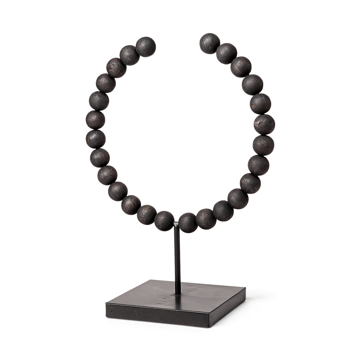 Tulane II (Large) 12L x 6W Black Beaded Broken Sphere Decorative Object-Objects-DECOROLALA