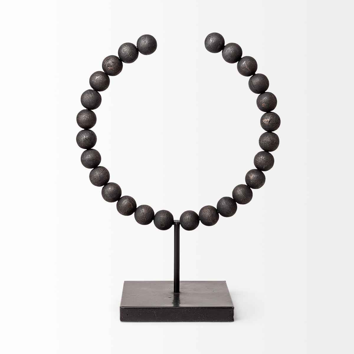 Tulane II (Large) 12L x 6W Black Beaded Broken Sphere Decorative Object-Objects-DECOROLALA