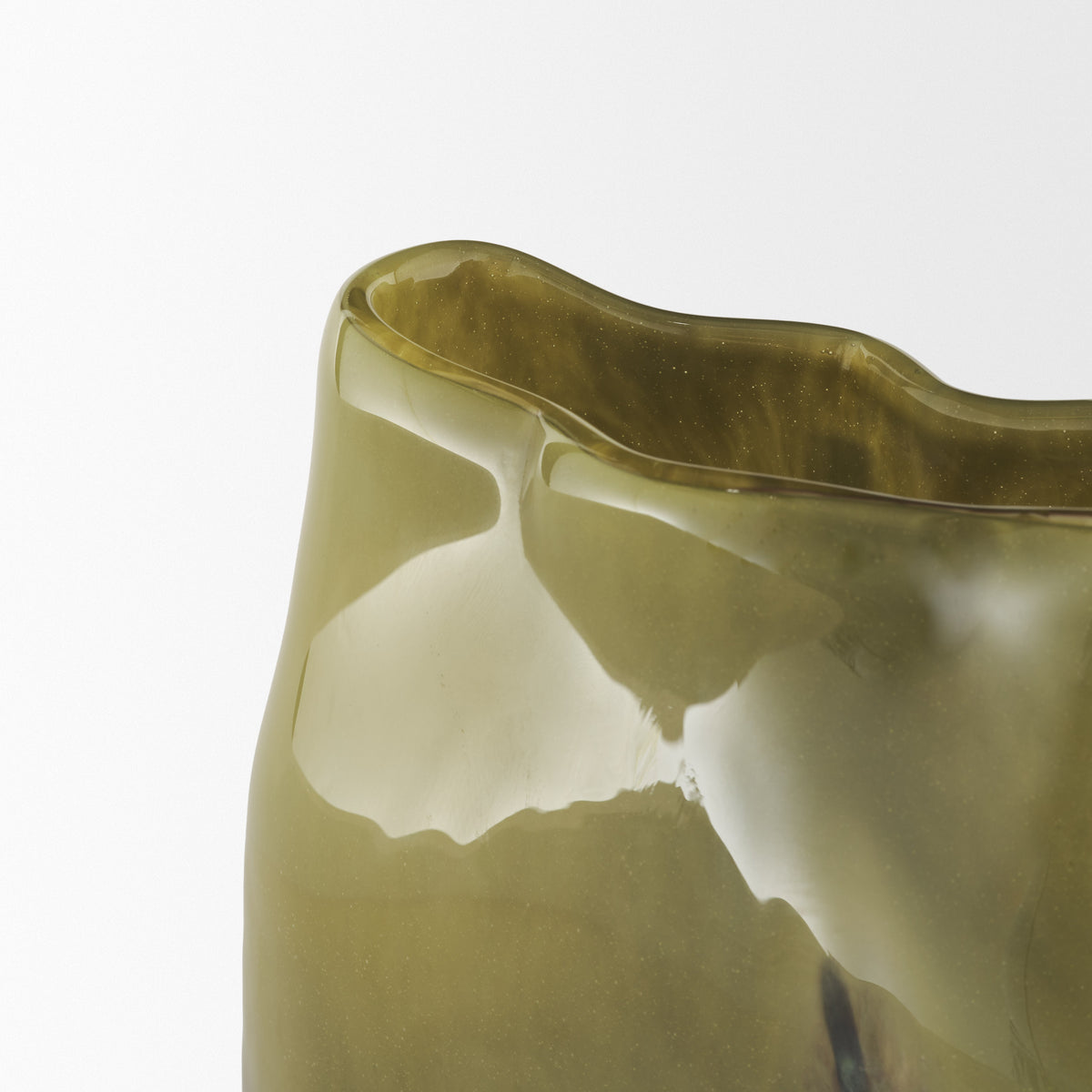 Tulano Medium Green and Brown Glass Vase-Vase-DECOROLALA