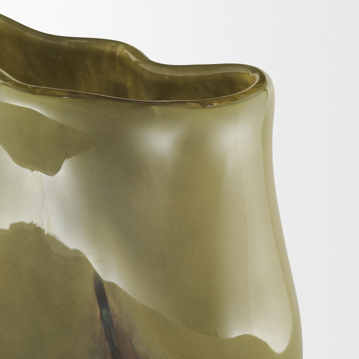 Tulano Medium Green and Brown Glass Vase-Vase-DECOROLALA