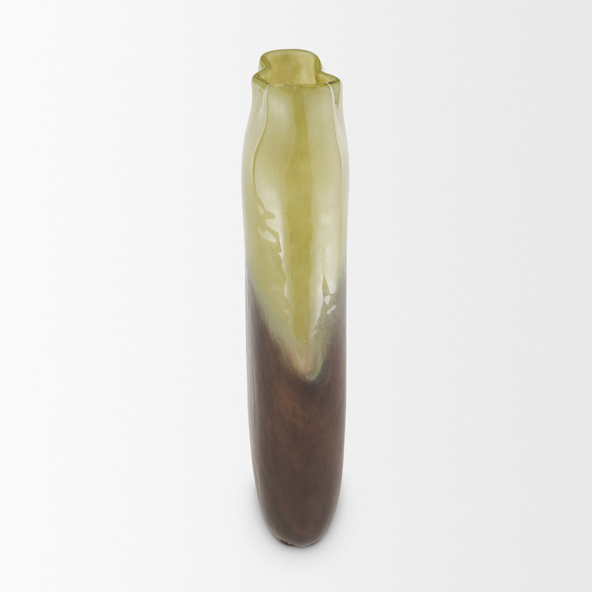 Tulano Tall Green and Brown Glass Vase-Vase-DECOROLALA