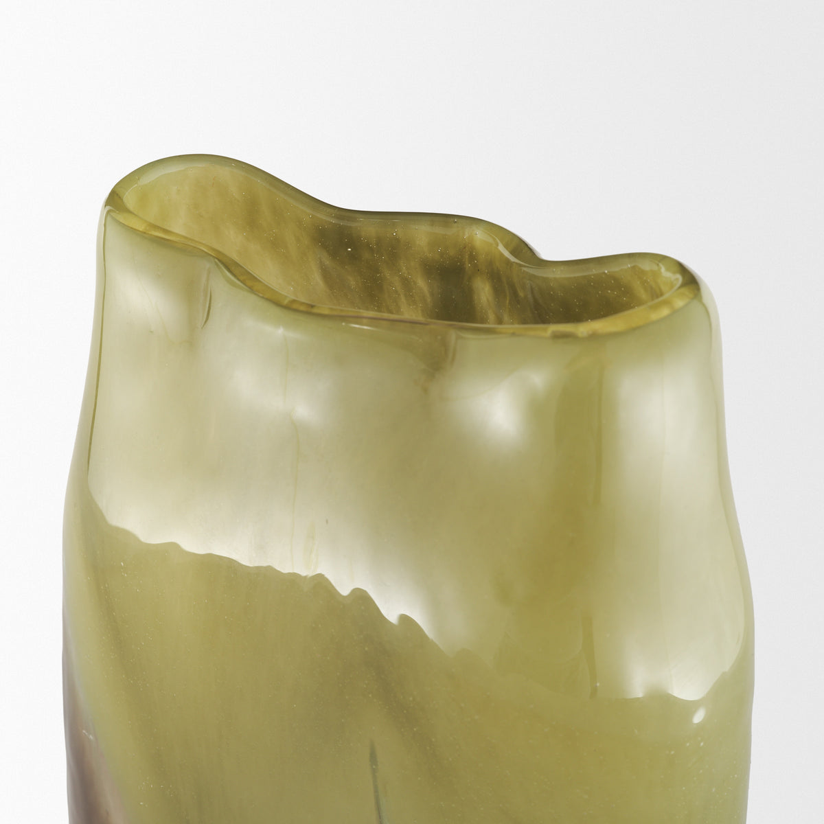 Tulano Tall Green and Brown Glass Vase-Vase-DECOROLALA