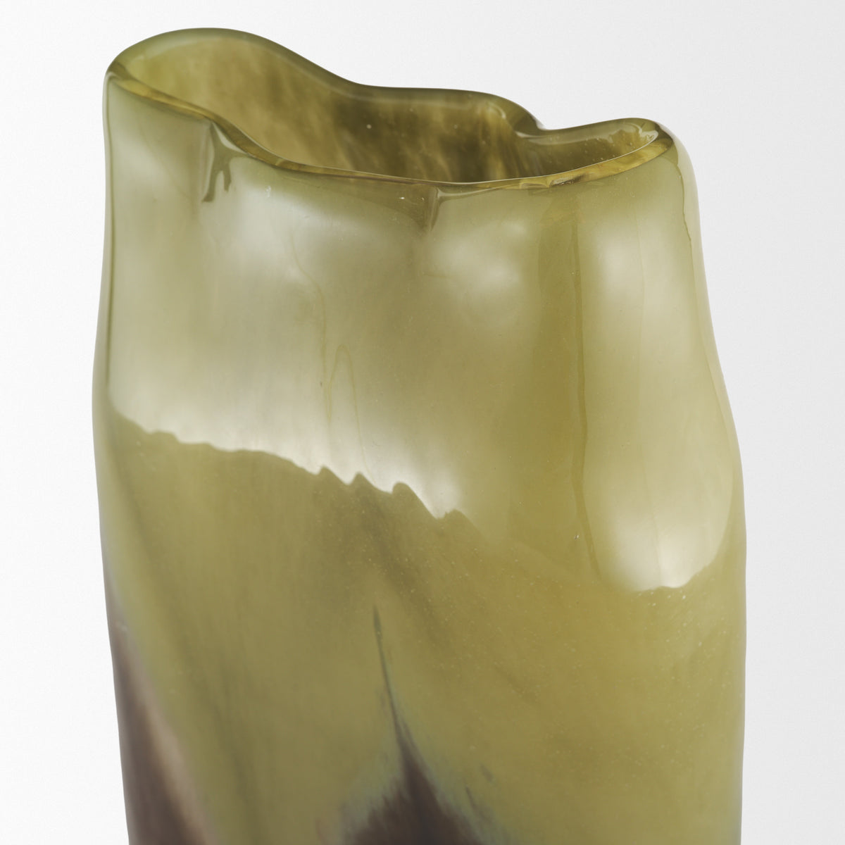 Tulano Tall Green and Brown Glass Vase-Vase-DECOROLALA