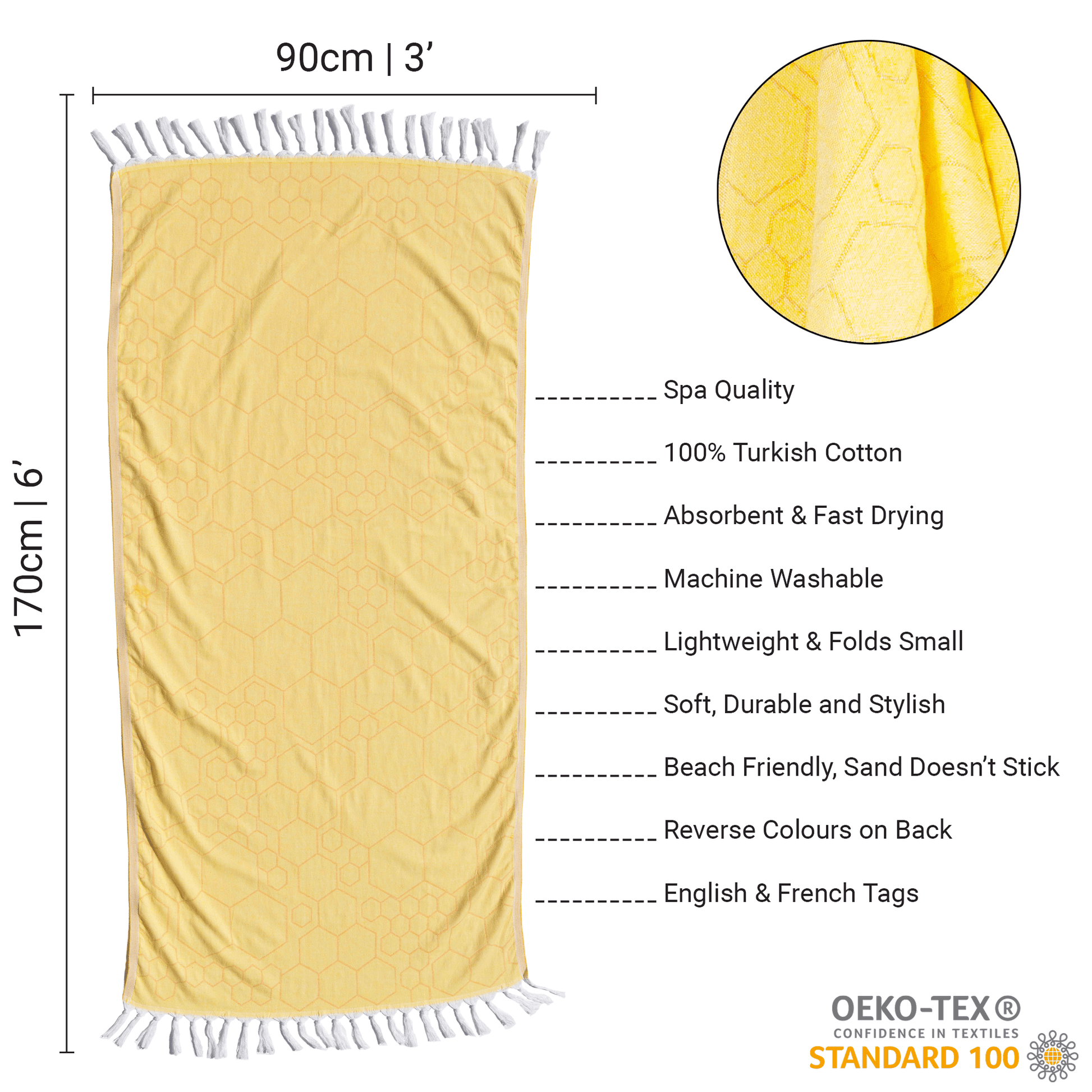 Turkish Towel | Body Towel | Yellow + Orange-Beach Towels-DECOROLALA