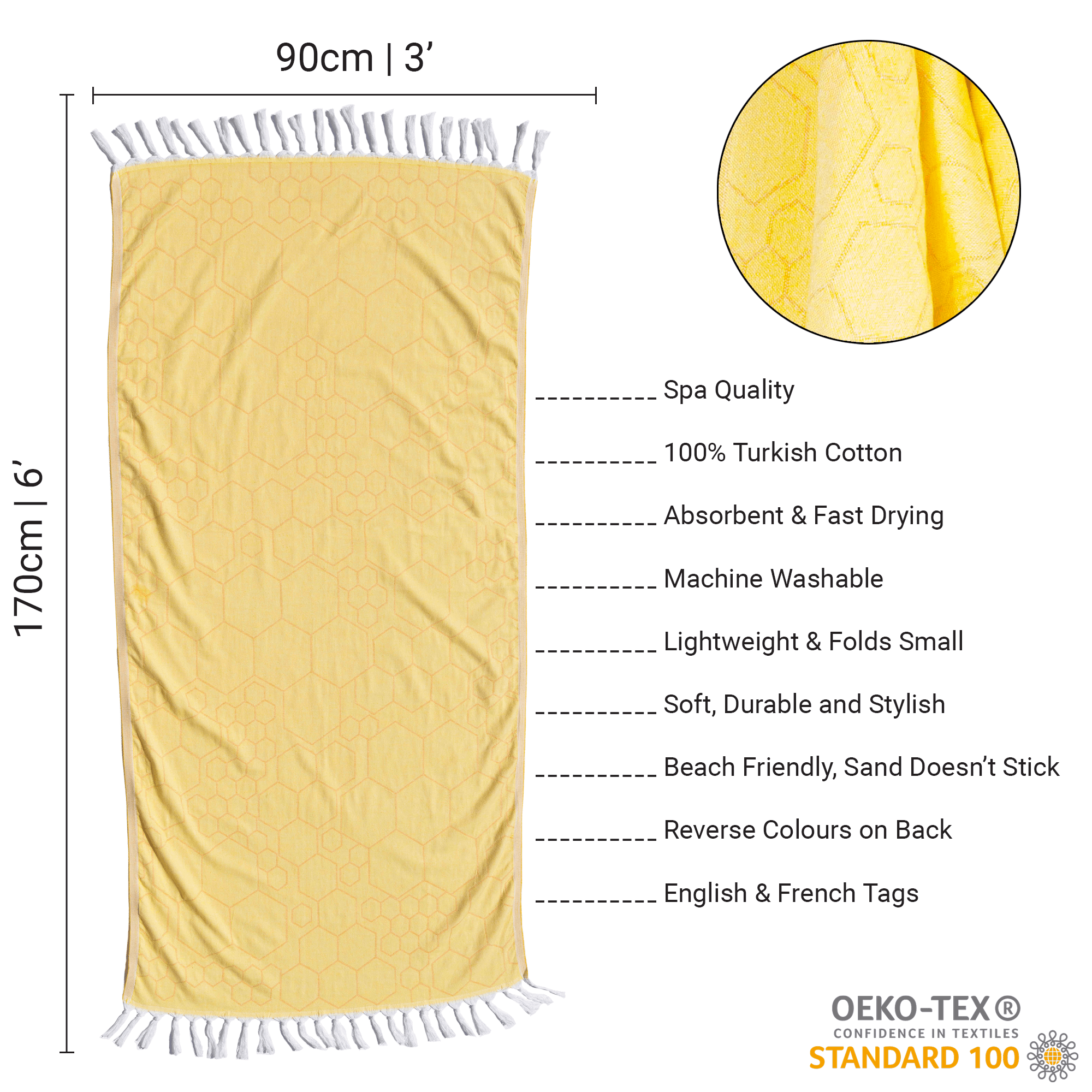 Turkish Towel | Body Towel | Yellow + Orange-Beach Towels-DECOROLALA