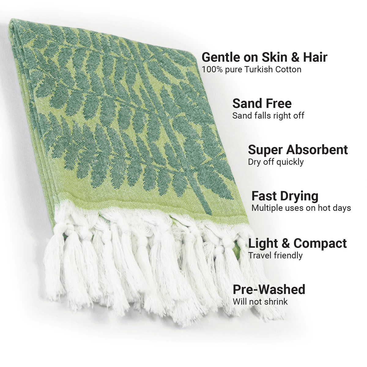 Turkish Towel | Hand Towel | Green-Hand Towels-DECOROLALA