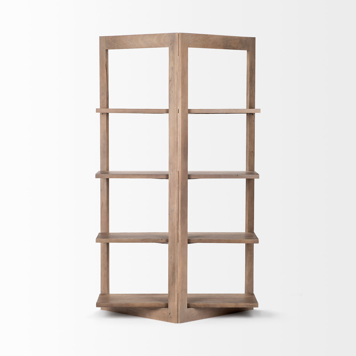 Turnbull I 42L x 16W x 72H Light Brown Wood Four Shelf Shelving Unit-Shelving-DECOROLALA