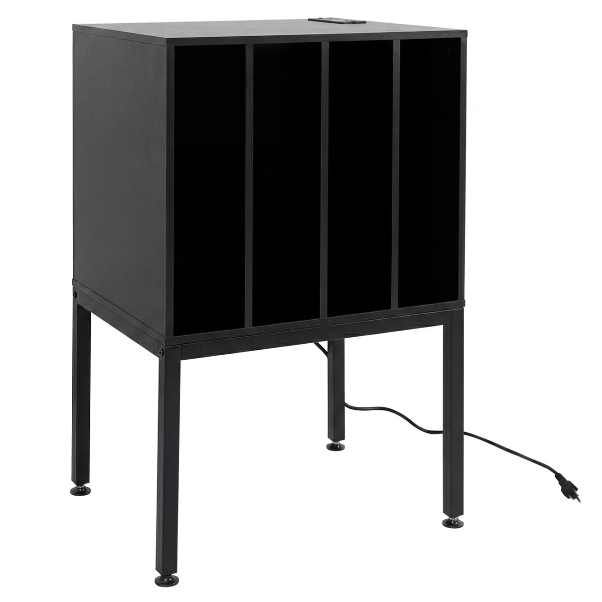 Turntable Record Player Stand with Power Outlets-Black-End & Side Tables-DECOROLALA