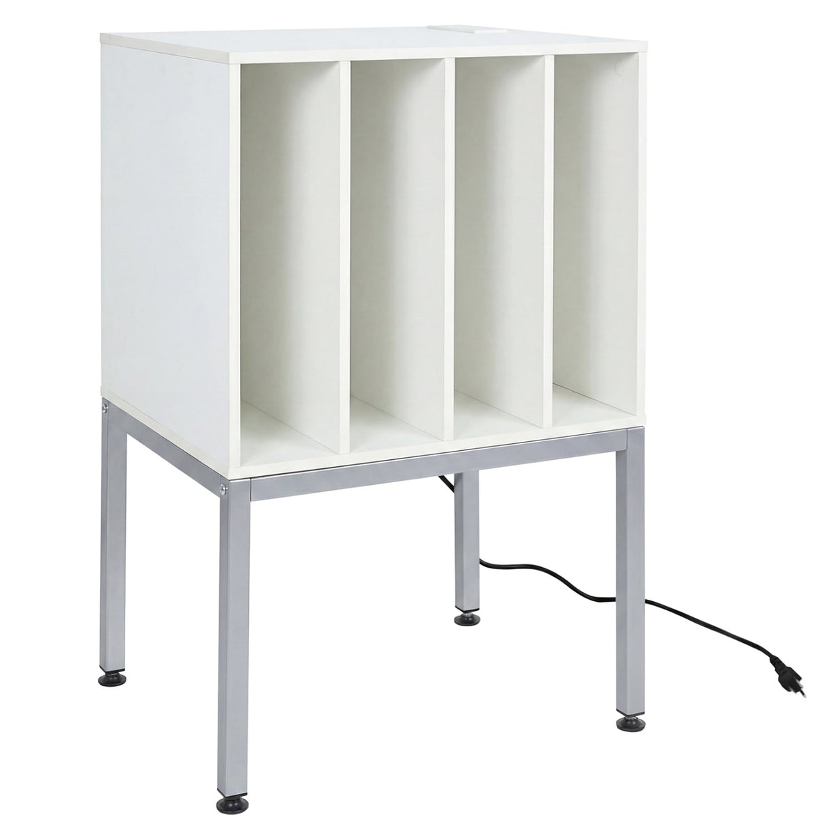 Turntable Record Player Stand with Power Outlets-White-End & Side Tables-DECOROLALA