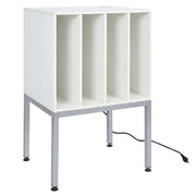 Turntable Record Player Stand with Power Outlets-White-End & Side Tables-DECOROLALA