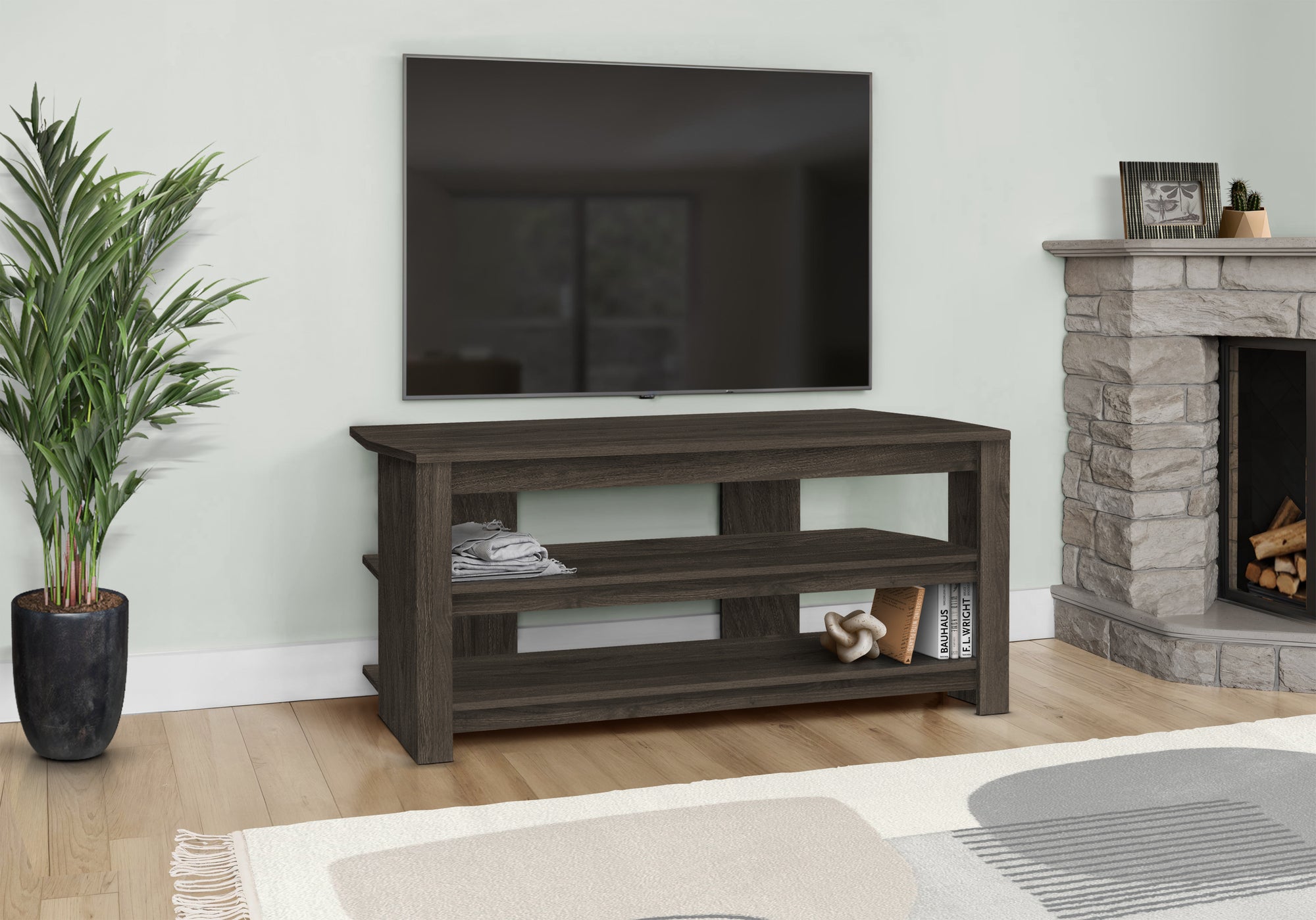Tv Stand - 42"L / Brown Oak Corner-Tv Stand-DECOROLALA