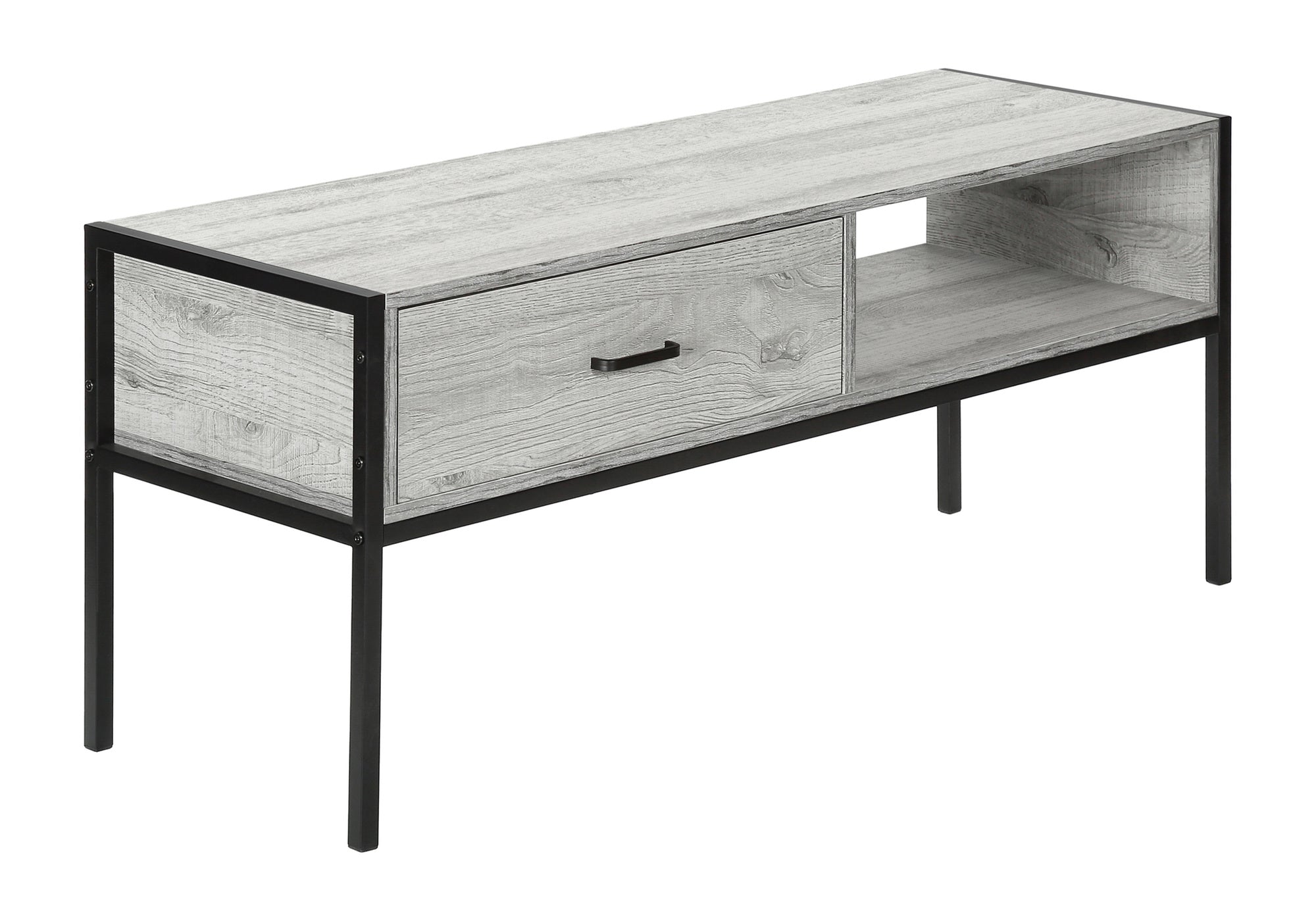 Tv Stand - 48"L / Grey / Black Metal-Tv Stand-DECOROLALA