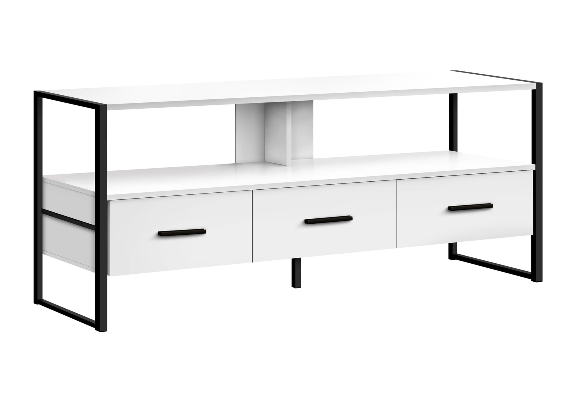 Tv Stand - 48"L / White / Black Metal-Tv Stand-DECOROLALA