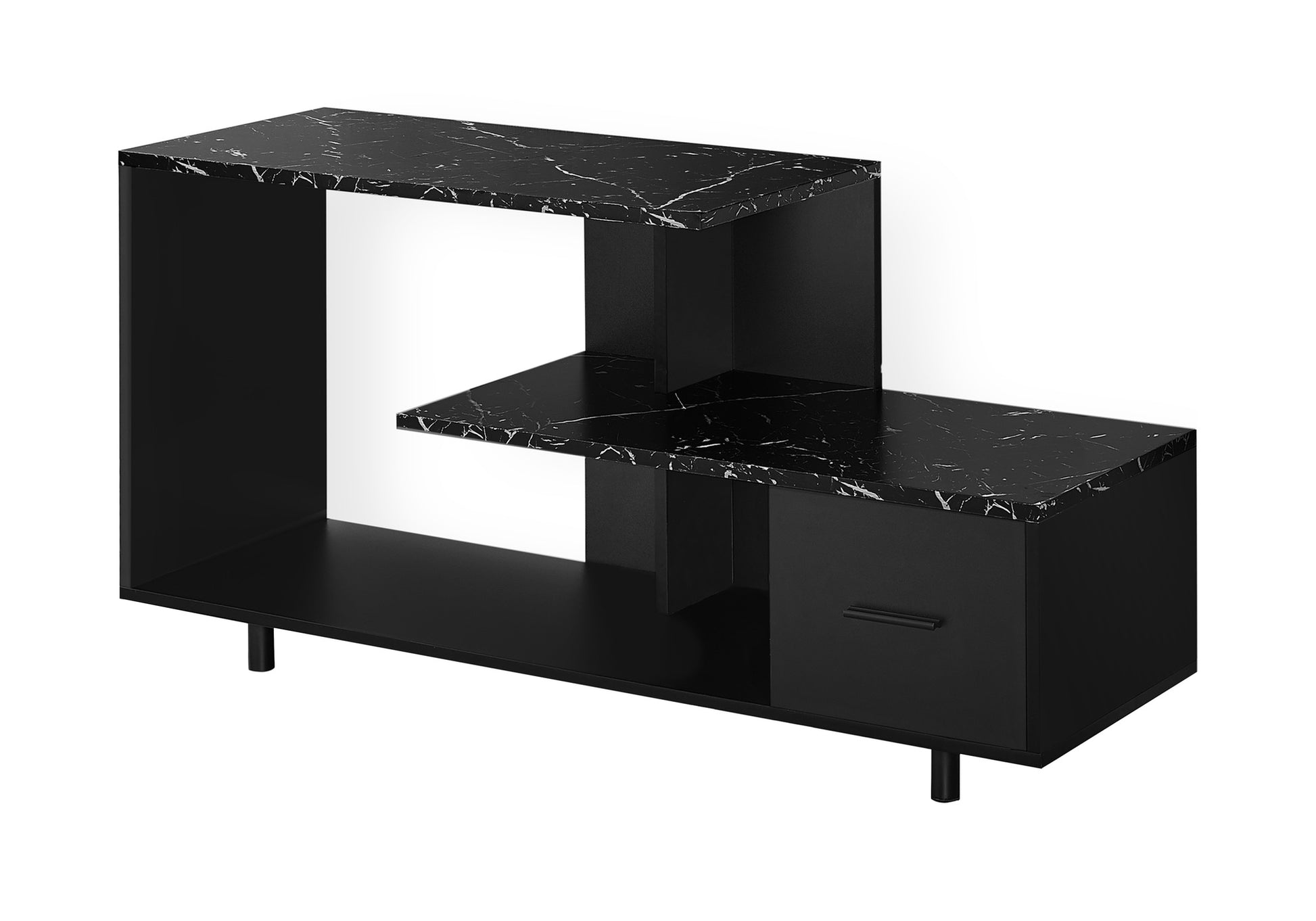 Tv Stand - 48"L / White / White Marble Top / 1 Drawer-Tv Stand-DECOROLALA