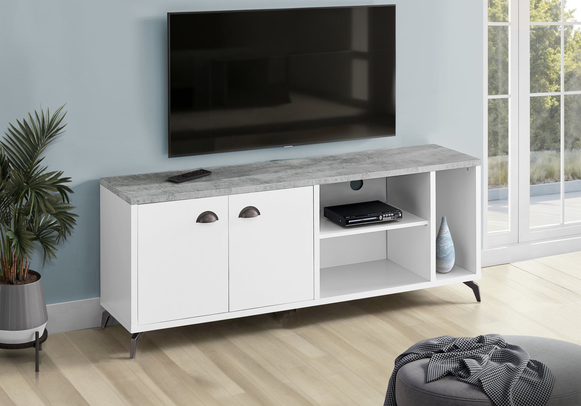 Tv Stand 60" Grey Concrete Medium Brown-Tv Stand-DECOROLALA