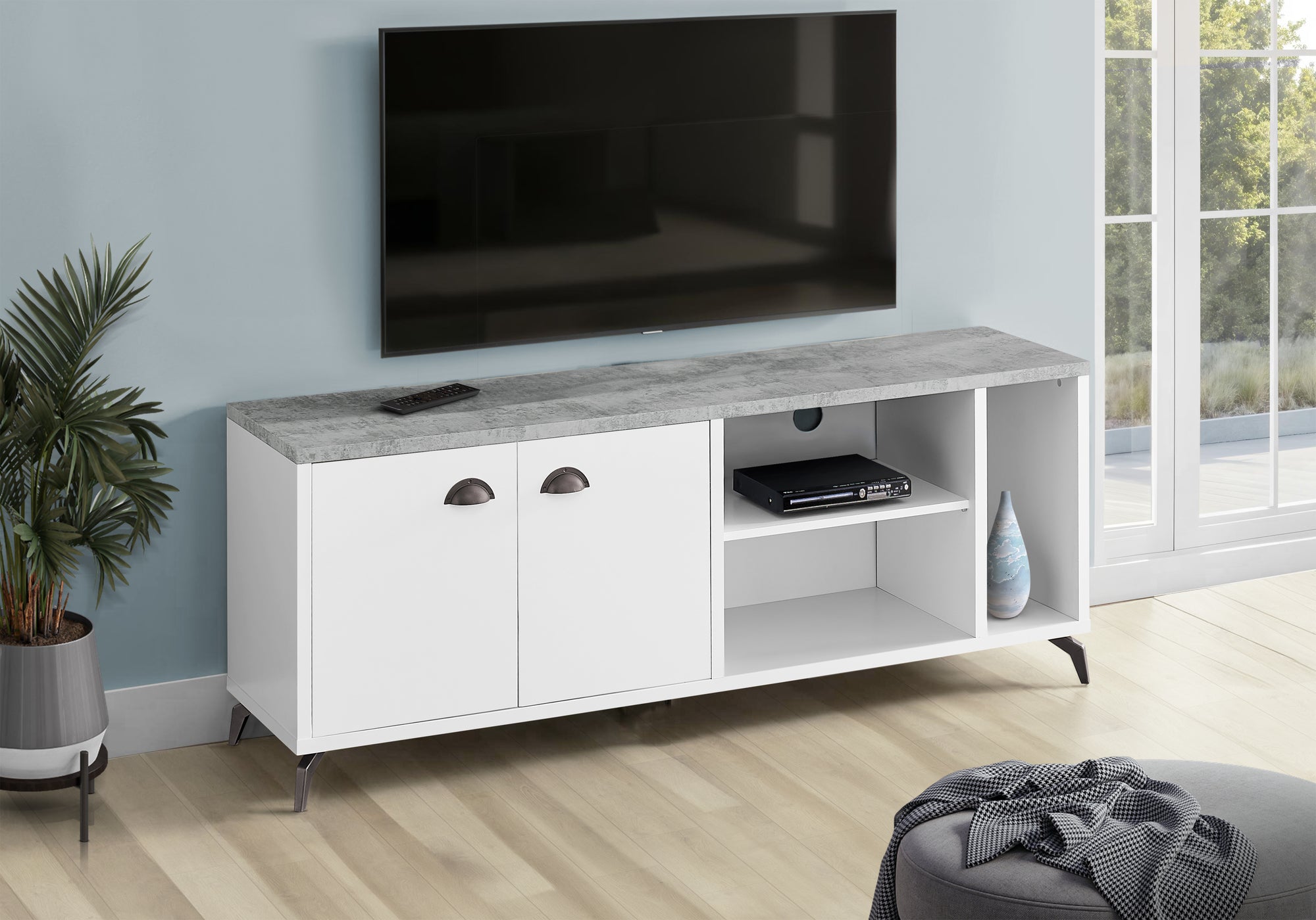 Tv Stand 60" Grey Concrete Medium Brown-Tv Stand-DECOROLALA