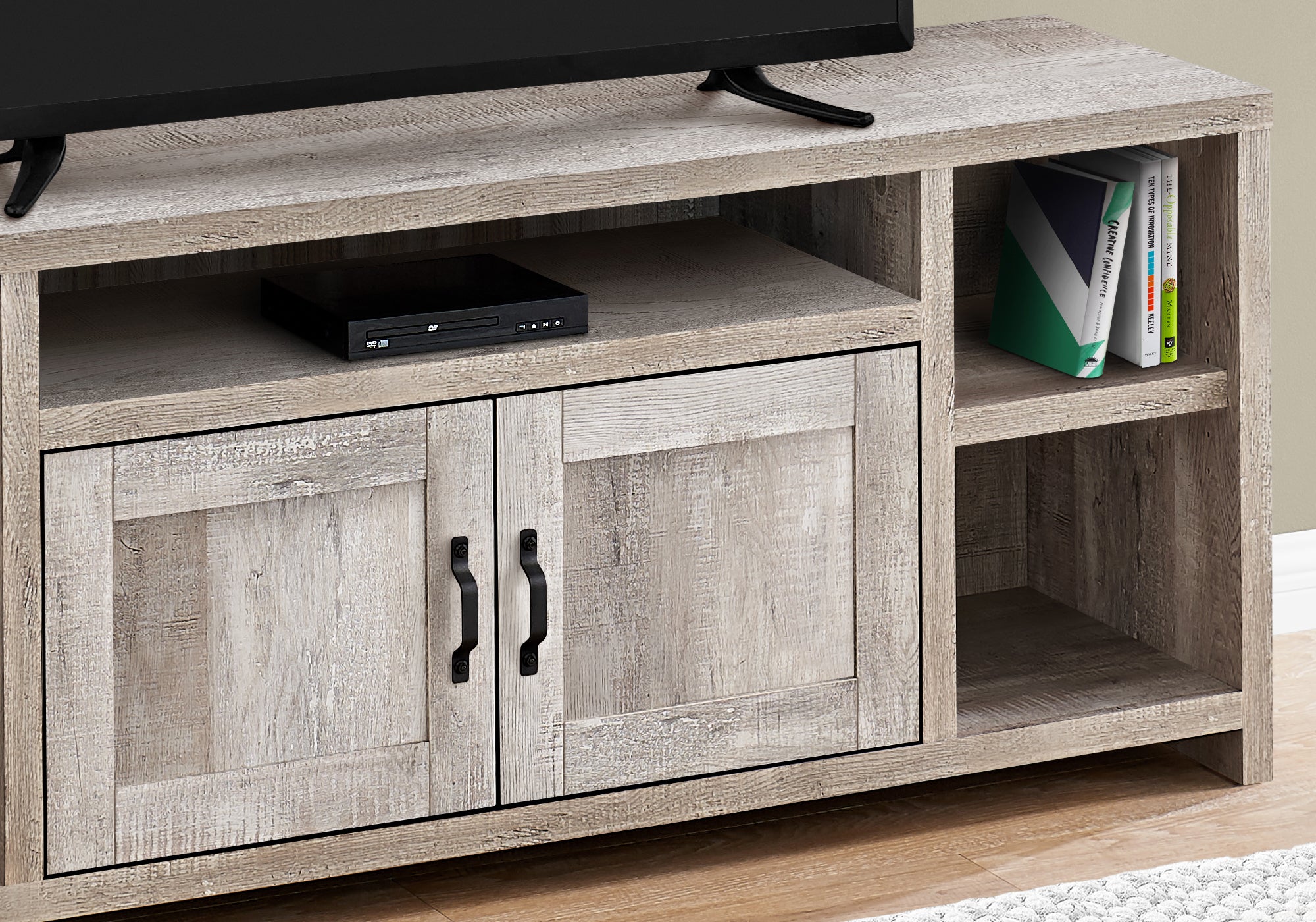 Tv Stand 60" Taupe Reclaimed Wood-Look-Tv Stand-DECOROLALA