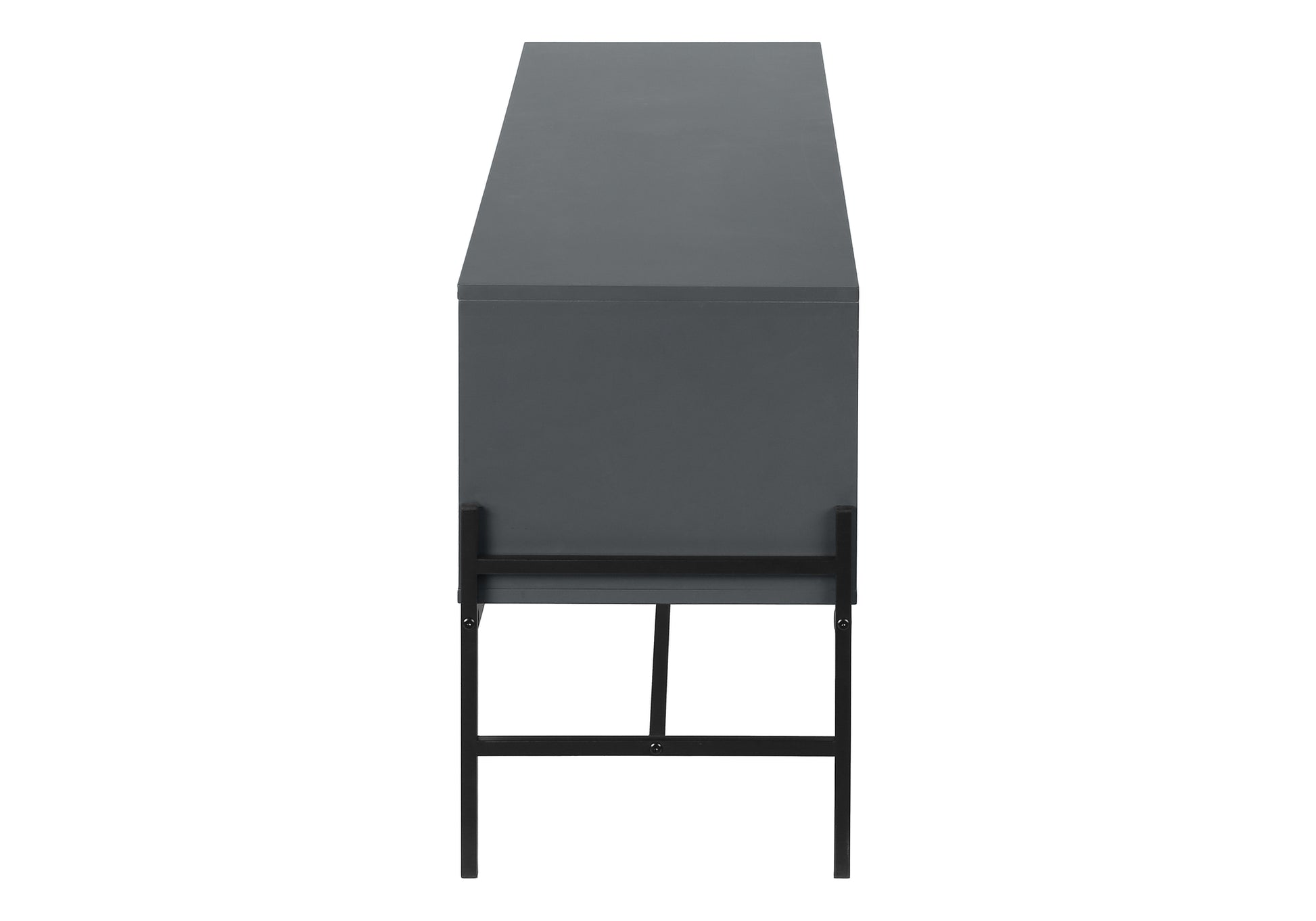 Tv Stand - 60"L / Black / Black Metal With Storage-Tv Stand-DECOROLALA