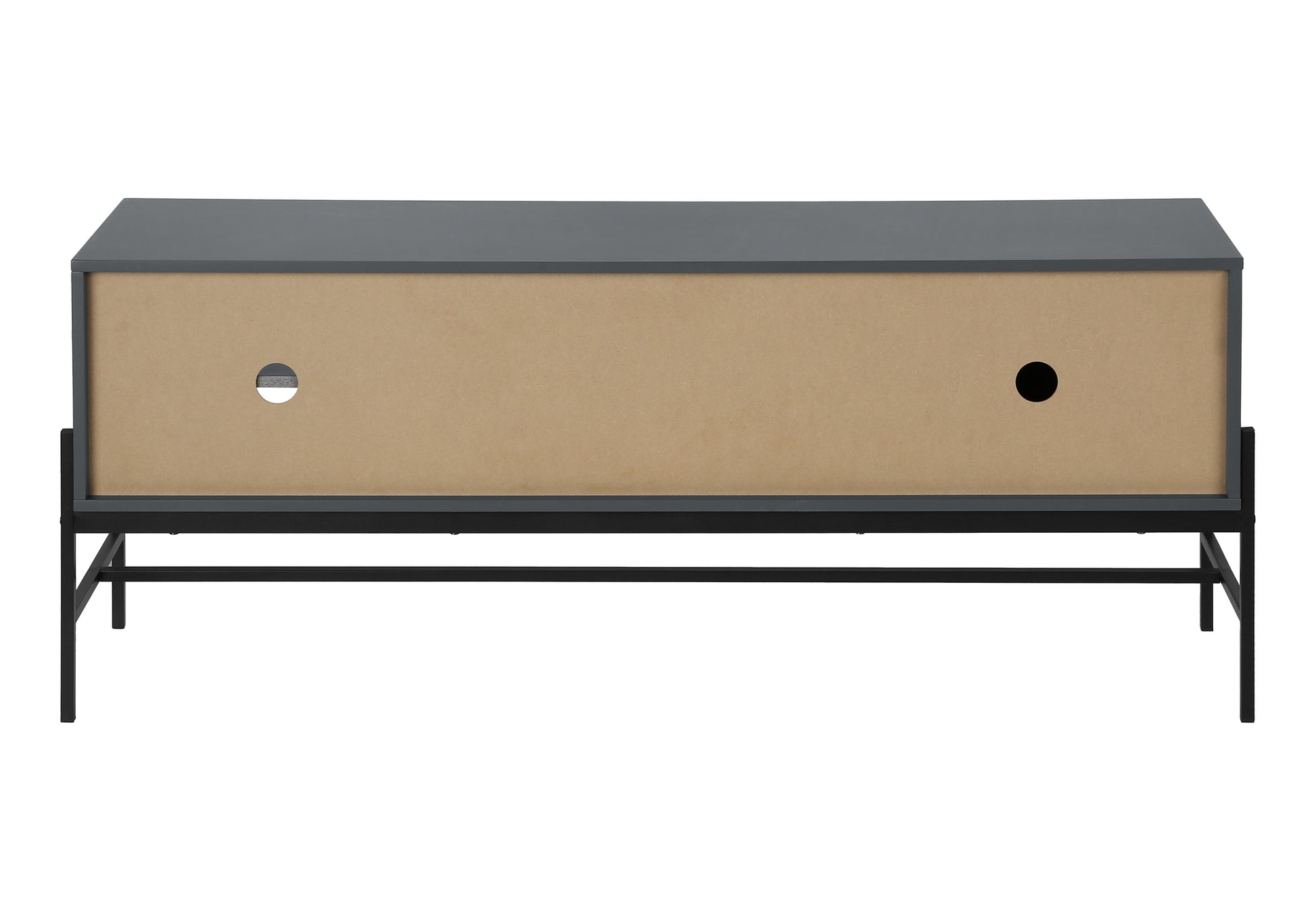 Tv Stand - 60"L / Black / Black Metal With Storage-Tv Stand-DECOROLALA