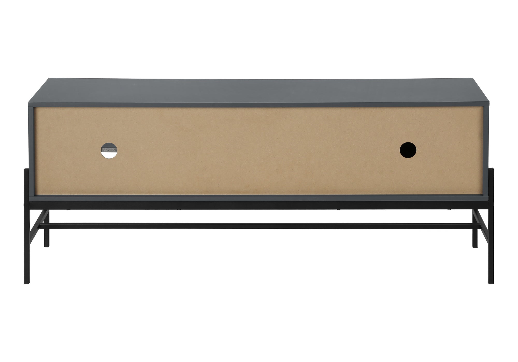 Tv Stand - 60"L / Black / Black Metal With Storage-Tv Stand-DECOROLALA