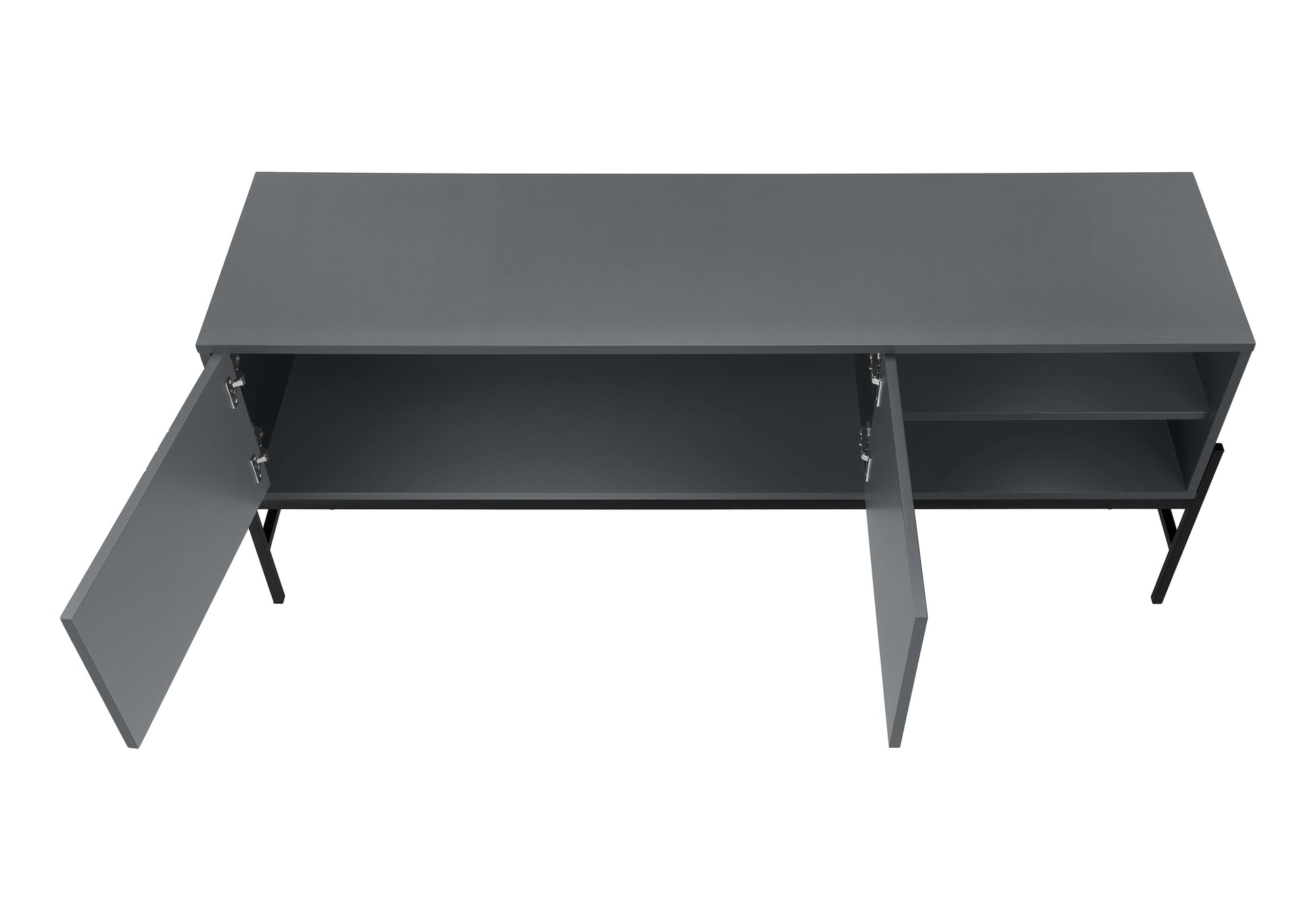 Tv Stand - 60"L / Black / Black Metal With Storage-Tv Stand-DECOROLALA