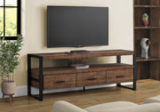 Tv Stand - 60"L / Brown Reclaimed Wood-Look / 3 Drawers-Tv Stand-DECOROLALA