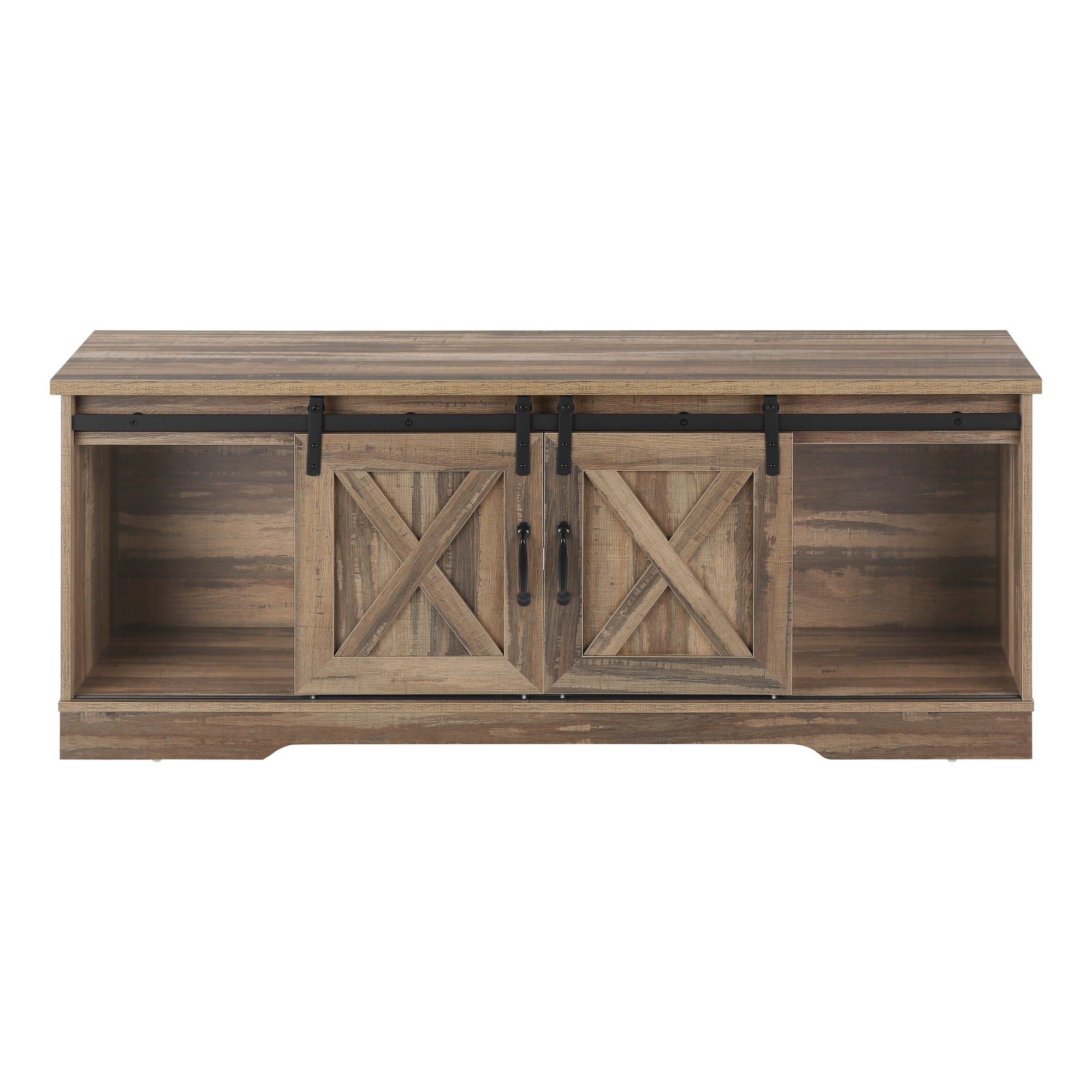 Tv Stand - 60"L / Dark Taupe With 2 Sliding Doors-Bookshelf-DECOROLALA