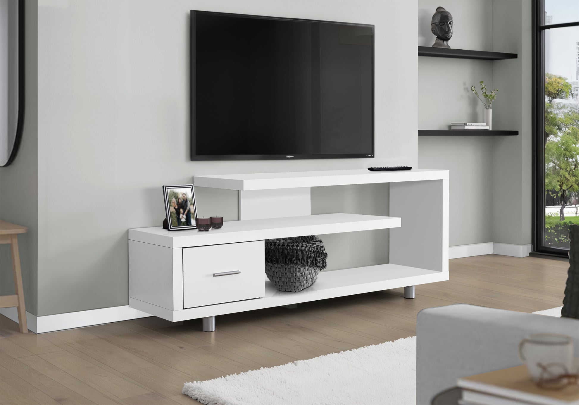 Tv Stand - 60"L / Espresso With 1 Drawer-Tv Stand-DECOROLALA