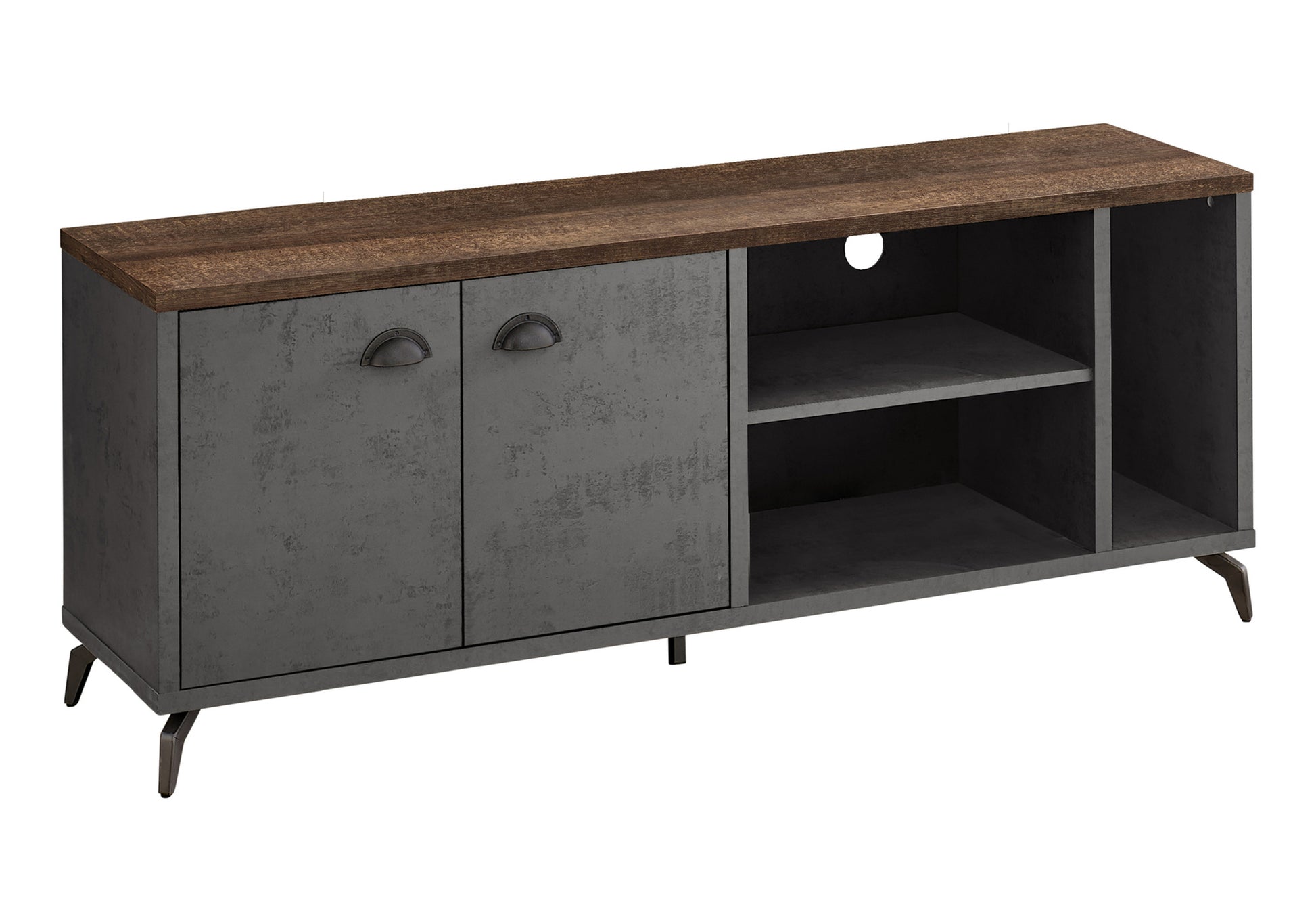 Tv Stand - 60"L / Grey Concrete / Medium Brown Reclaimed-Tv Stand-DECOROLALA