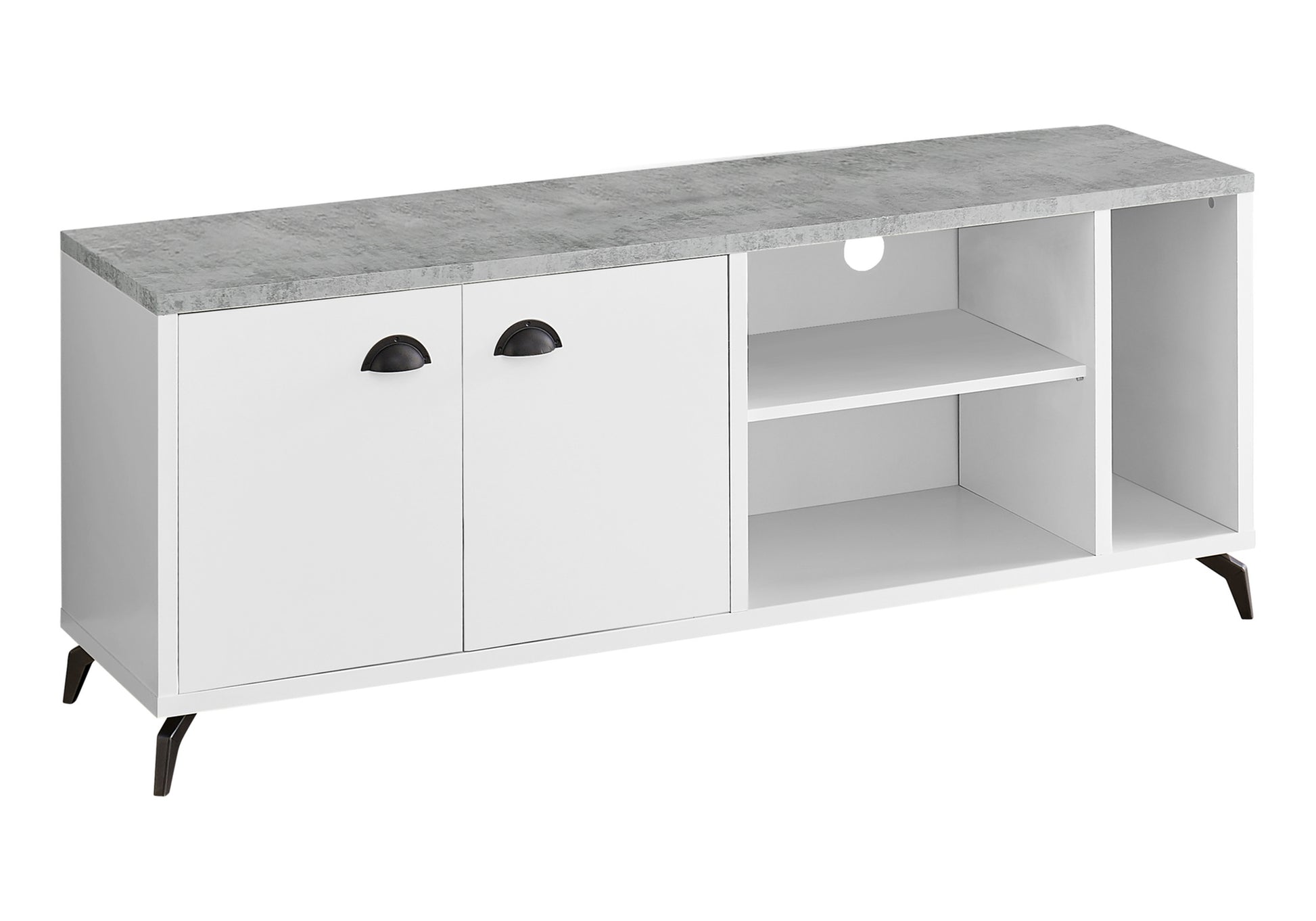 Tv Stand - 60"L / Grey Concrete / Medium Brown Reclaimed-Tv Stand-DECOROLALA
