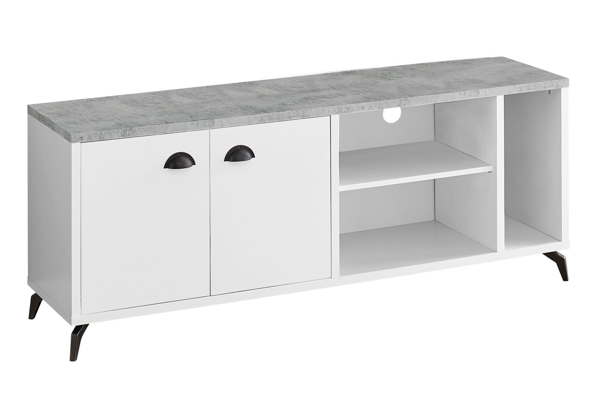 Tv Stand - 60"L / Grey Concrete / Medium Brown Reclaimed-Tv Stand-DECOROLALA