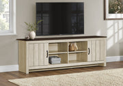Tv Stand, 72 Inch, Console, Media Entertainment Center, Storage Cabinet, Living Room, Beige Laminate, Brown Oak Laminate, Contemporary-DECOROLALA