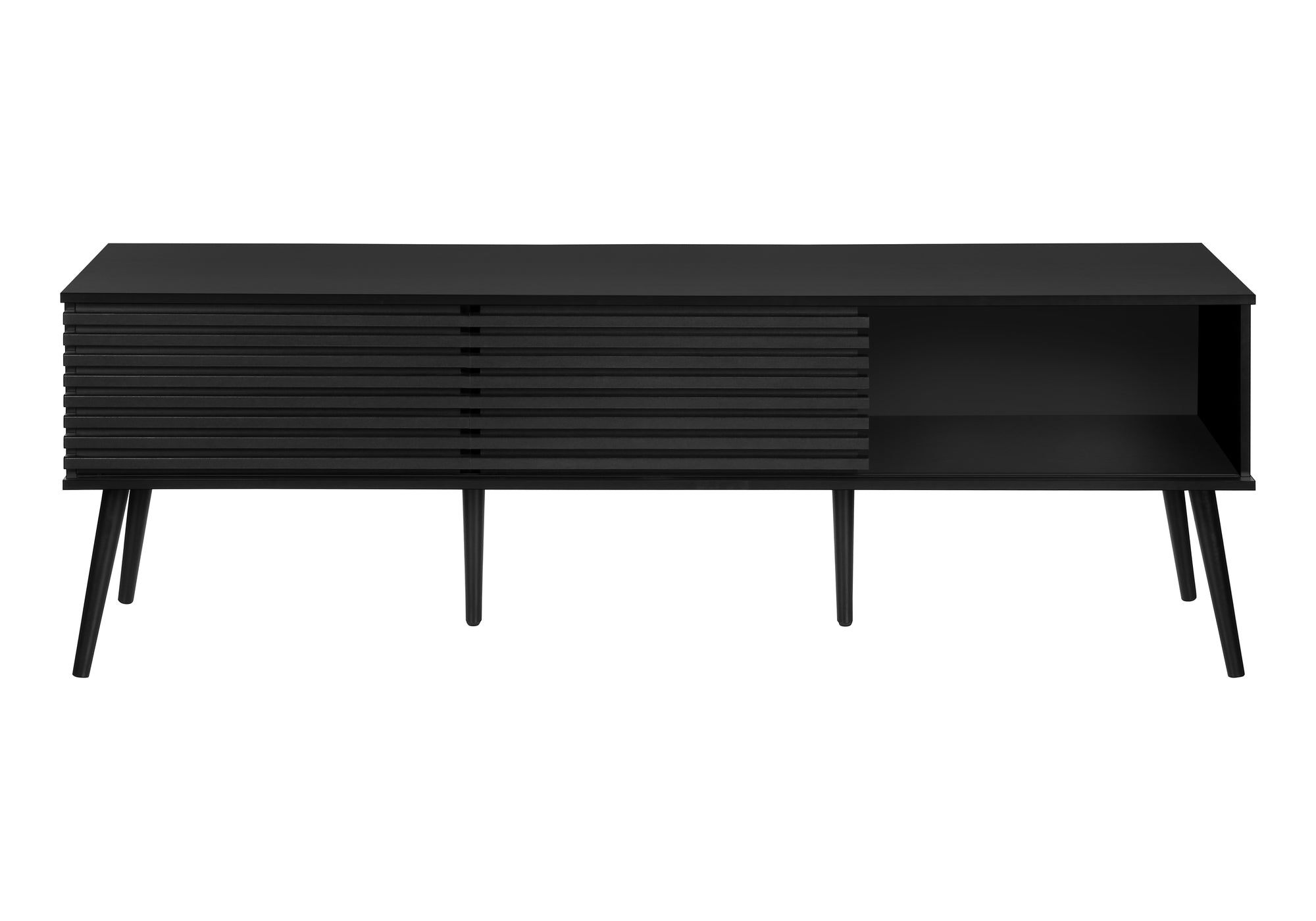 Tv Stand - 72"L / Black With 2 Doors-Tv Stand-DECOROLALA