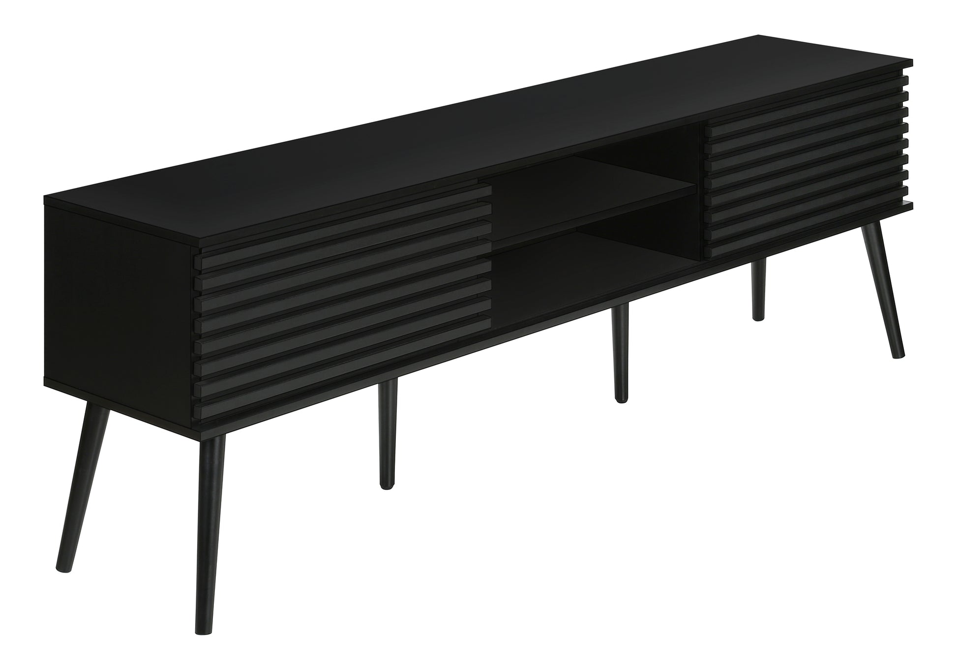 Tv Stand - 72"L / Black With 2 Doors-Tv Stand-DECOROLALA