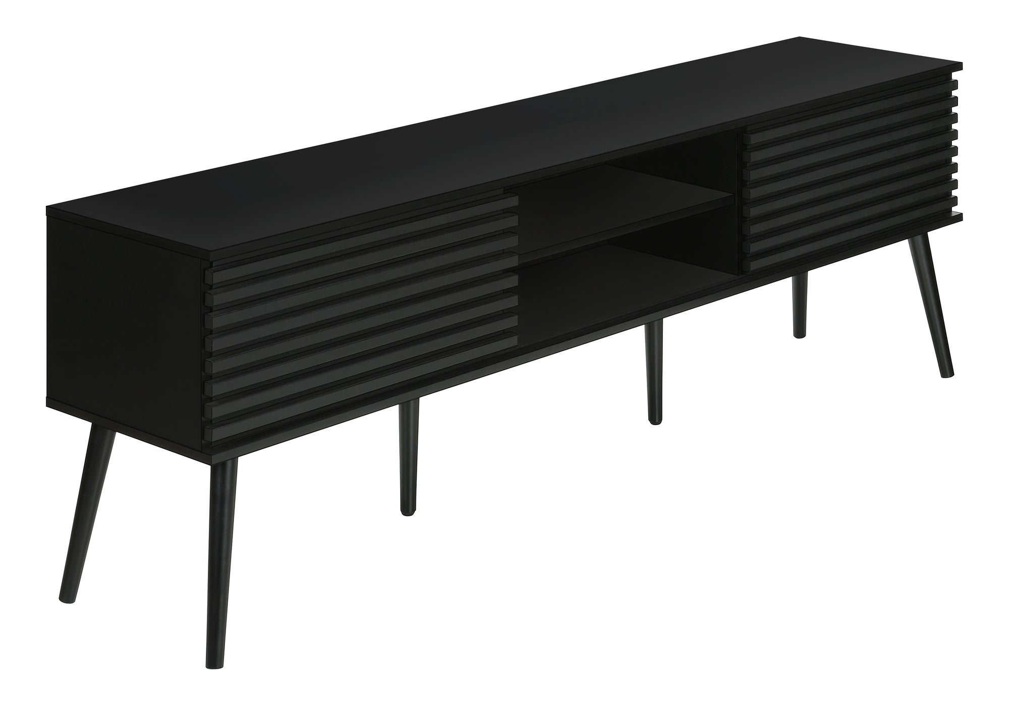 Tv Stand - 72"L / Black With 2 Doors-Tv Stand-DECOROLALA