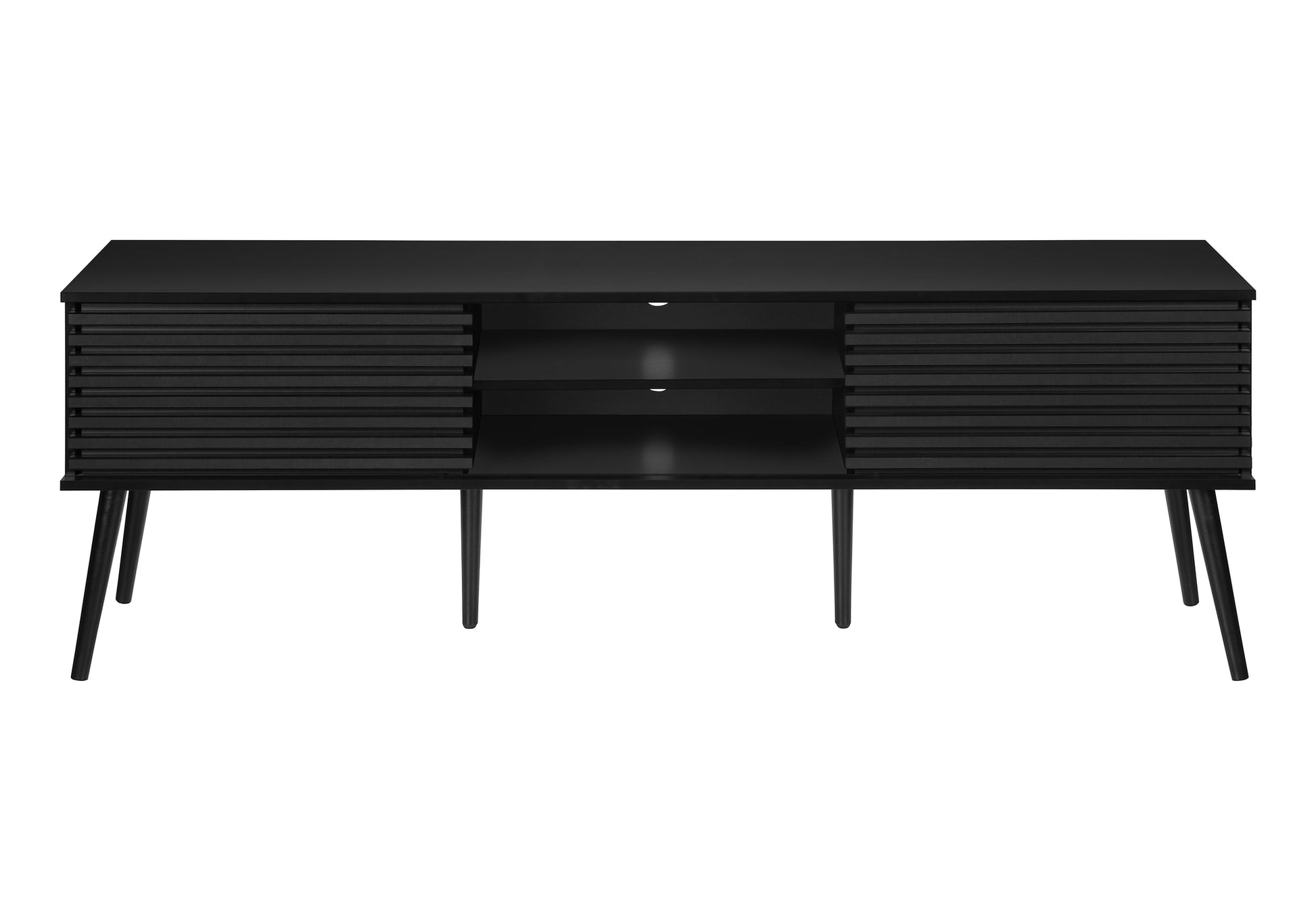 Tv Stand - 72"L / Black With 2 Doors-Tv Stand-DECOROLALA