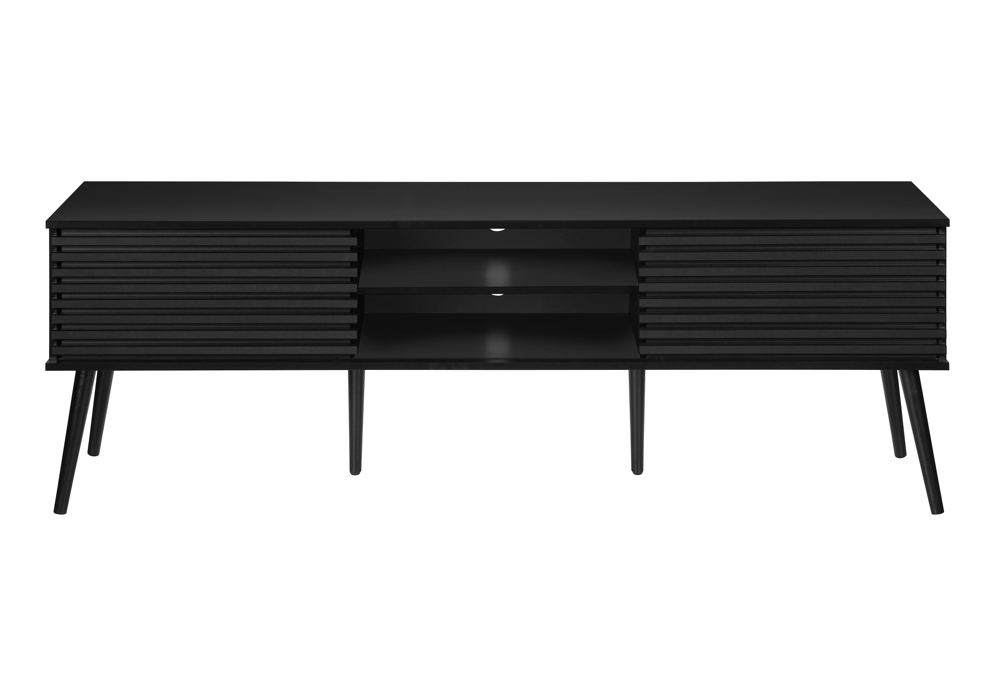Tv Stand - 72"L / Black With 2 Doors-Tv Stand-DECOROLALA